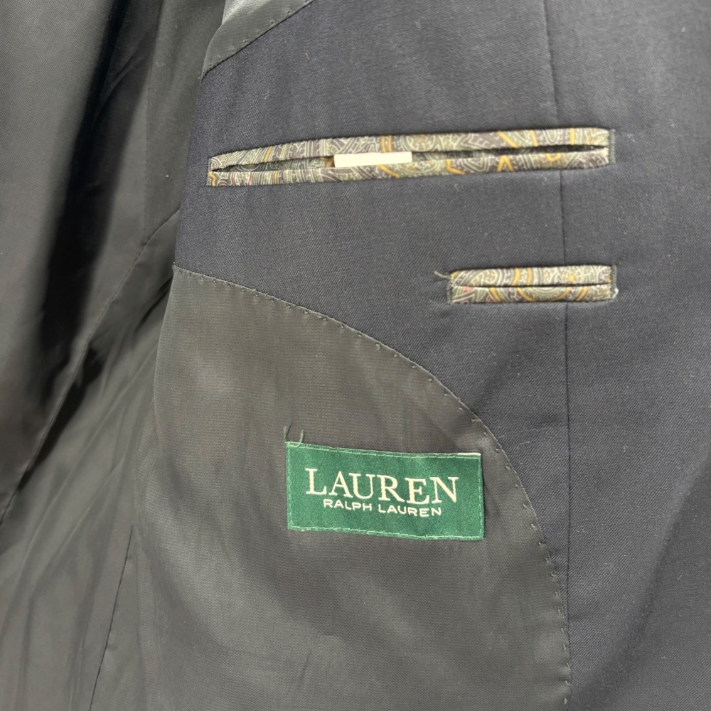 Lauren Ralph Lauren Mens 48R Dark Navy Blue 100% Wool Natural Stretch Blazer - Picture 4 of 16
